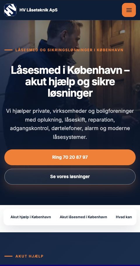 Den samme hjemmeside tilpasset mobil